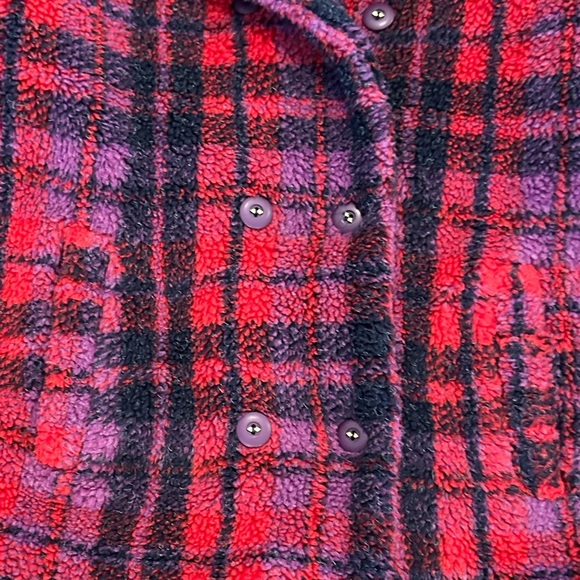 Rothschild Kids Plaid Pea Coat in Red and Purple M 10-12 - Picture 5 of 8